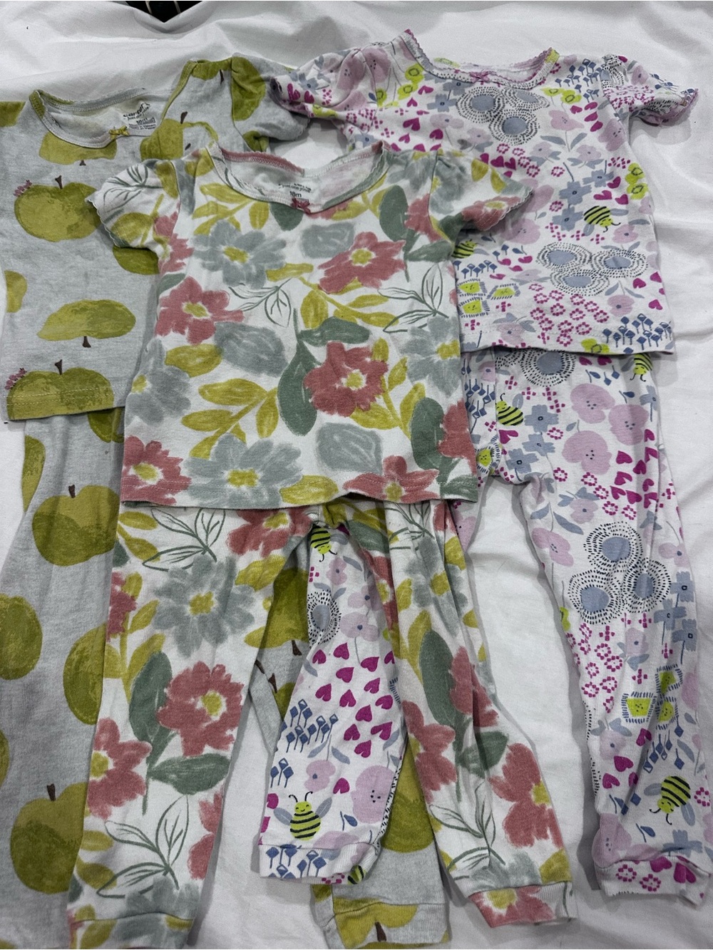 3 Girls Cotton Pajama Set - Fruit & Florals